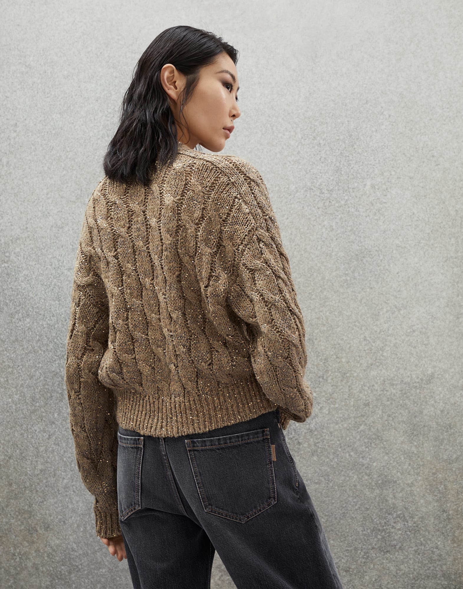 Cable knit cardigan (232MEA358606CBI7601) for Woman