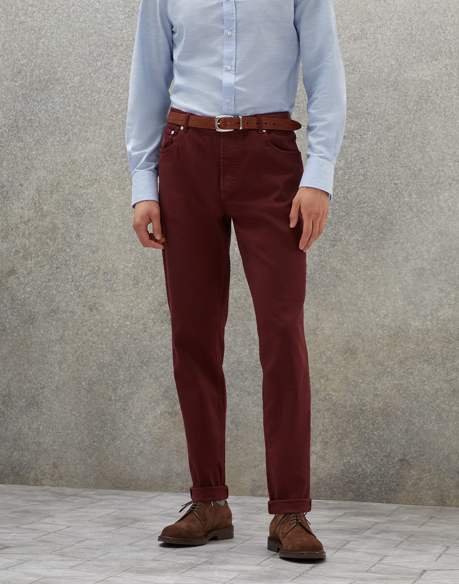 Dyed denim trousers Purple-Red Man - Brunello Cucinelli