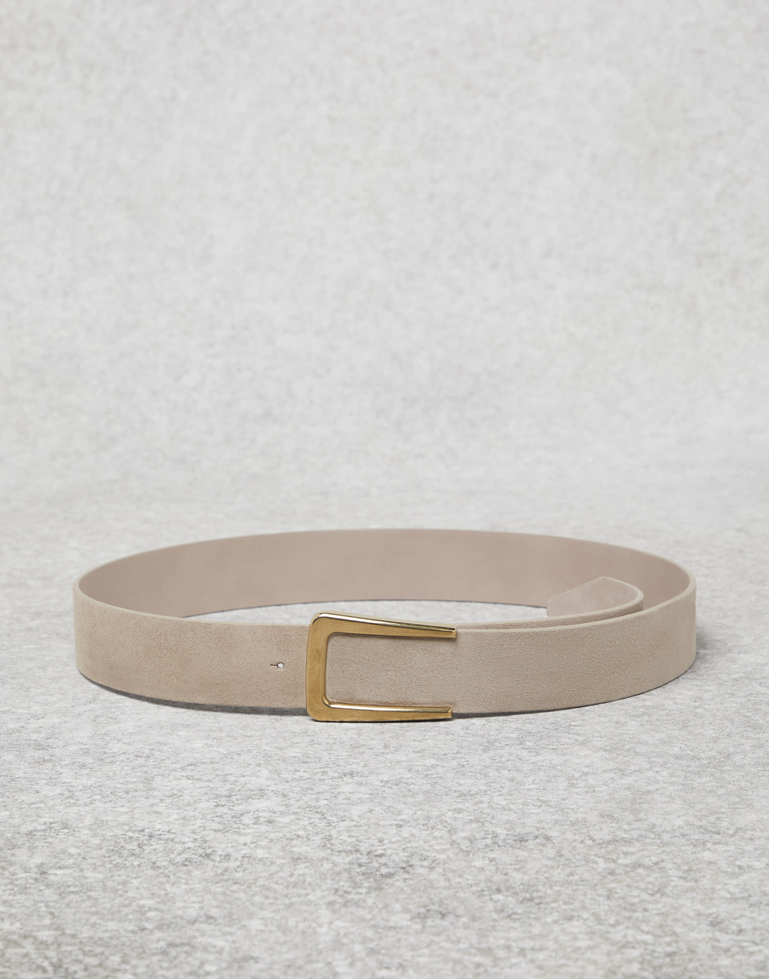 Buy Beige Suede Belt With Gold Buckle