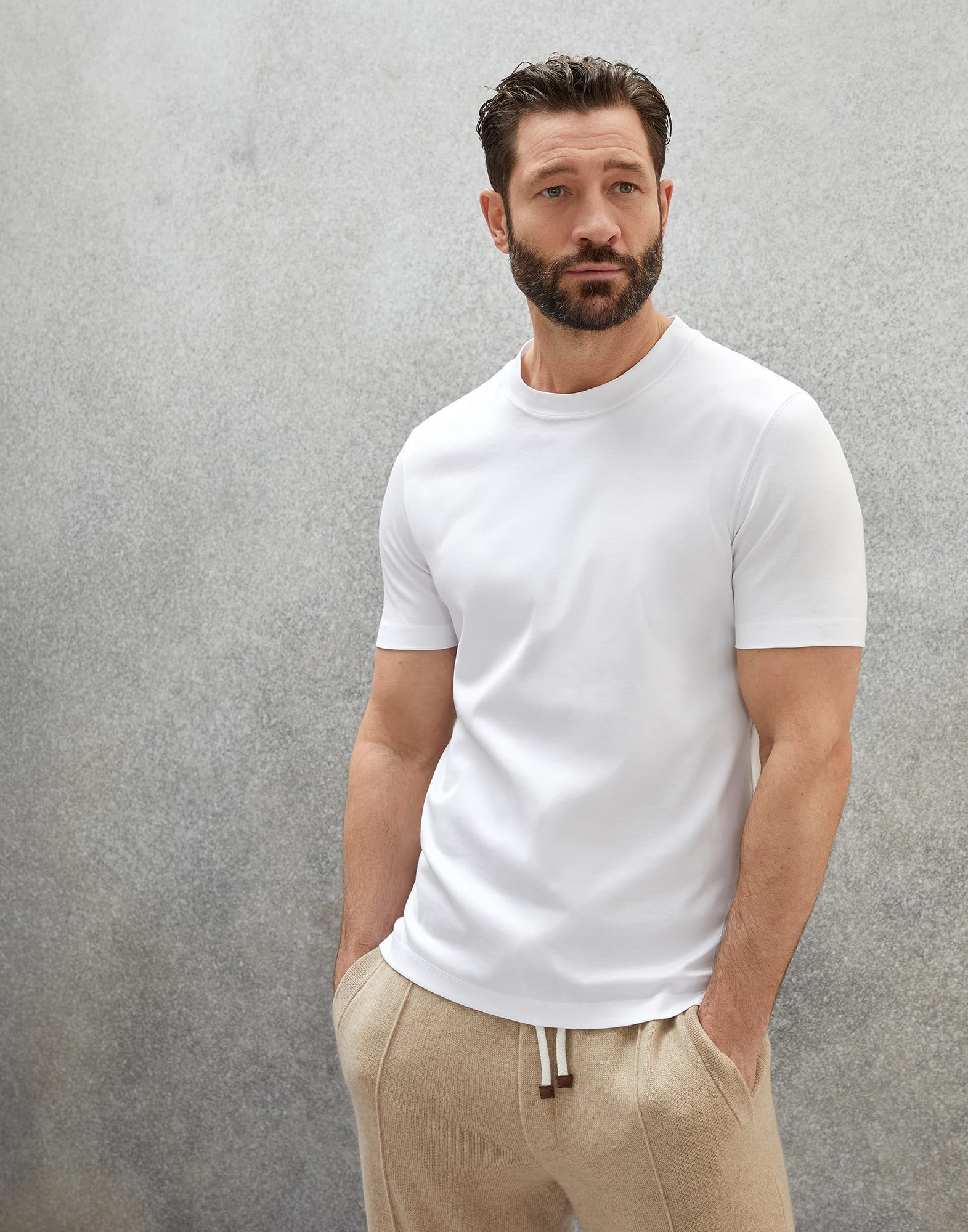 Jersey T-shirt White Man - Brunello Cucinelli