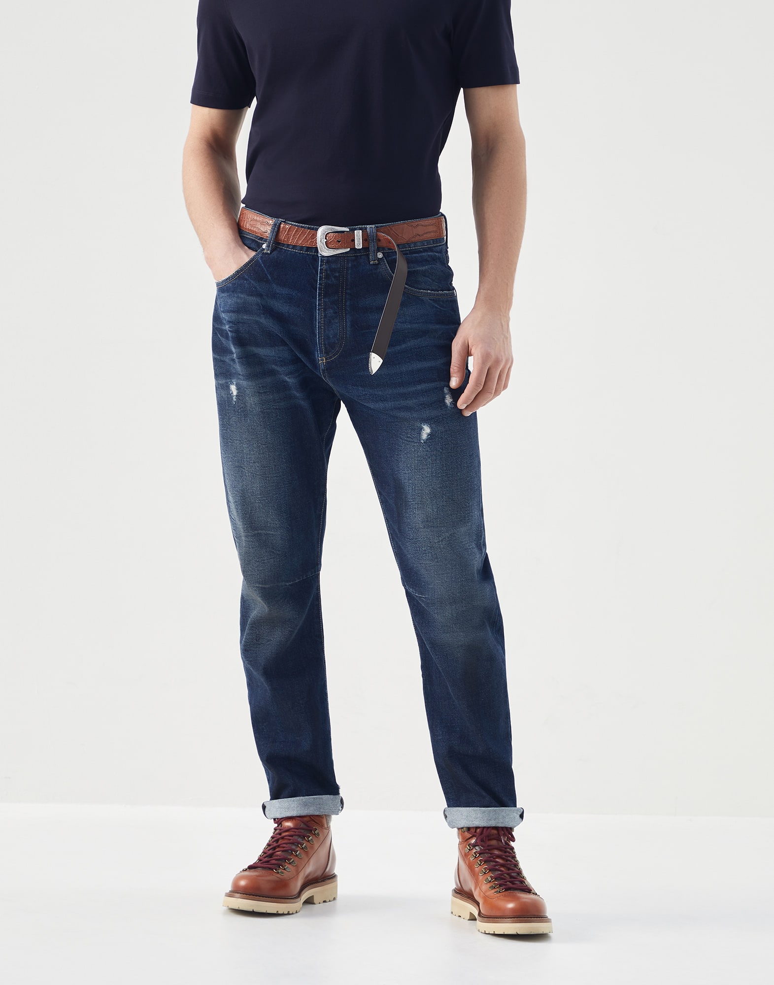 Denim Trousers with Rips - Front view