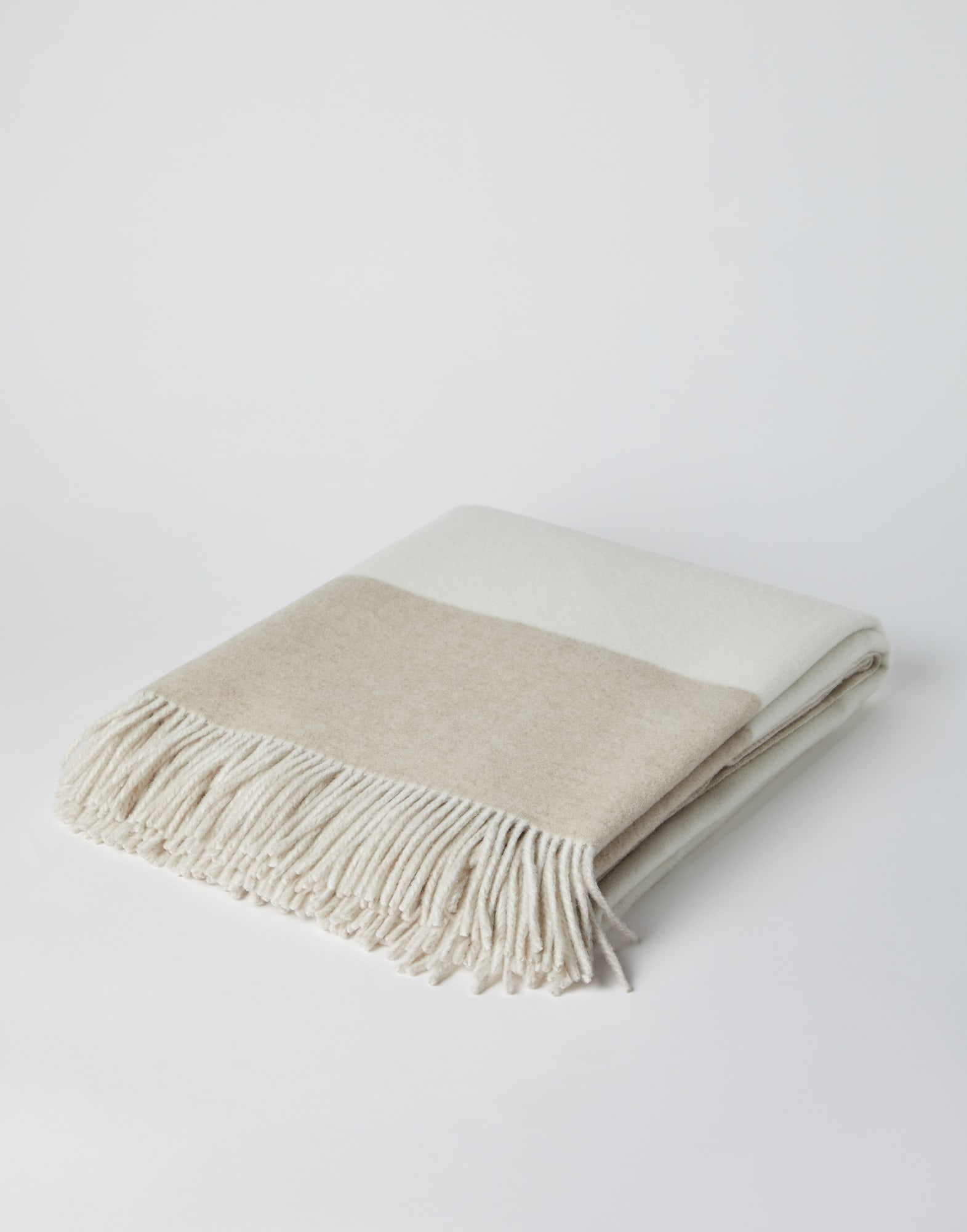双层羊绒盖毯 米黄 生活风格 - Brunello Cucinelli
