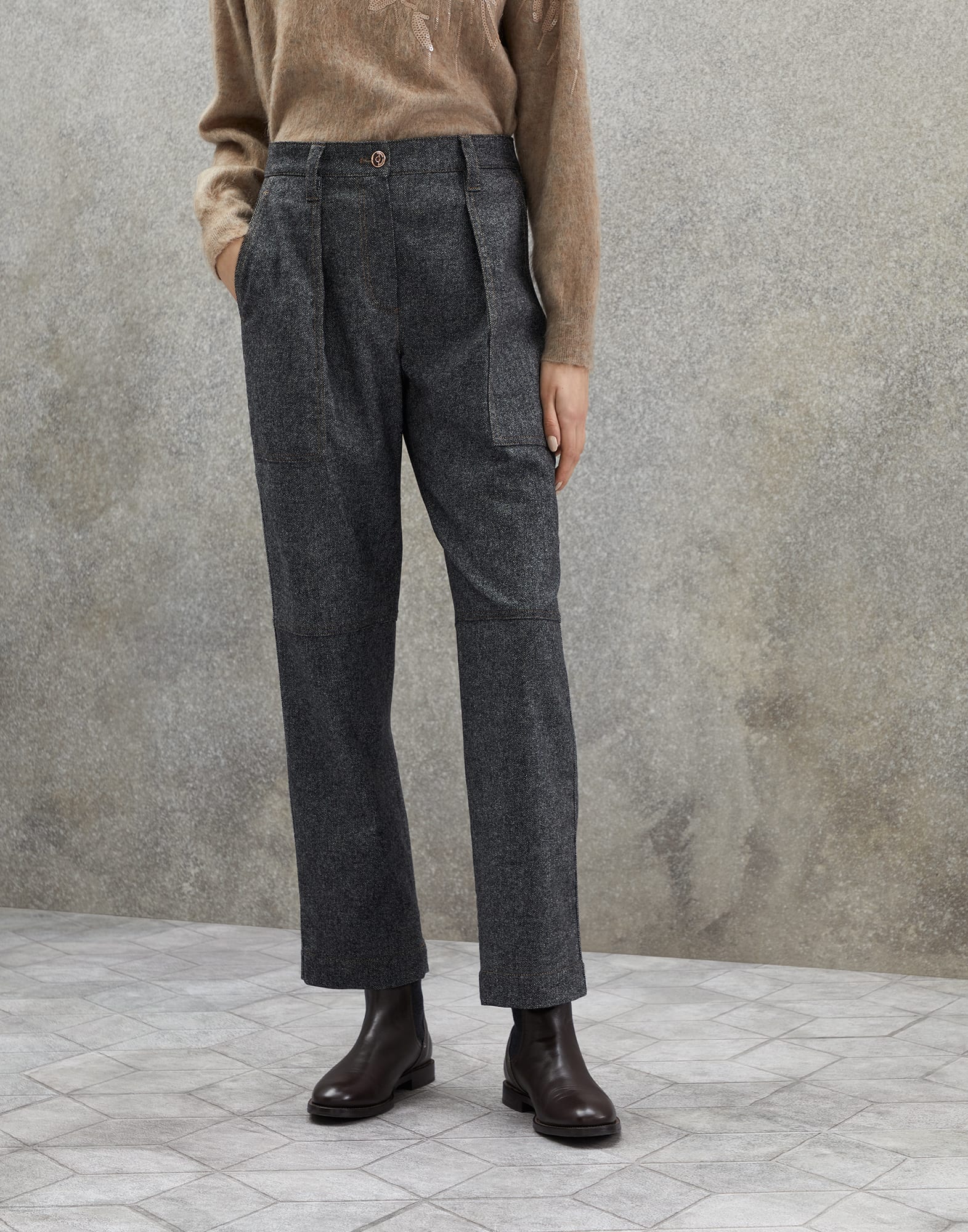 Sartorial utility trousers Dark Grey Woman - Brunello Cucinelli
