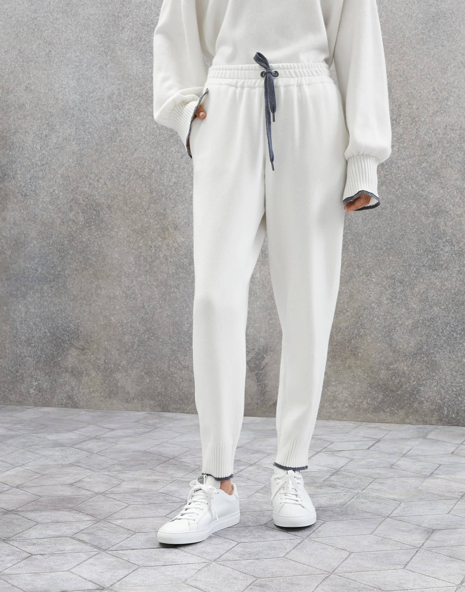 Cashmere knit trousers White Woman - Brunello Cucinelli