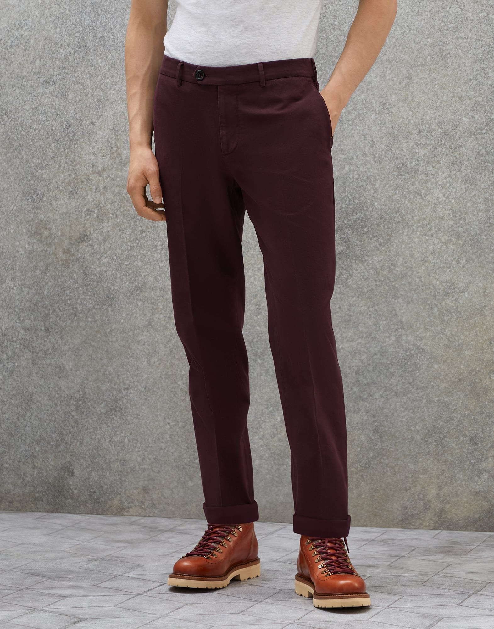 Gabardine garment dyed trousers