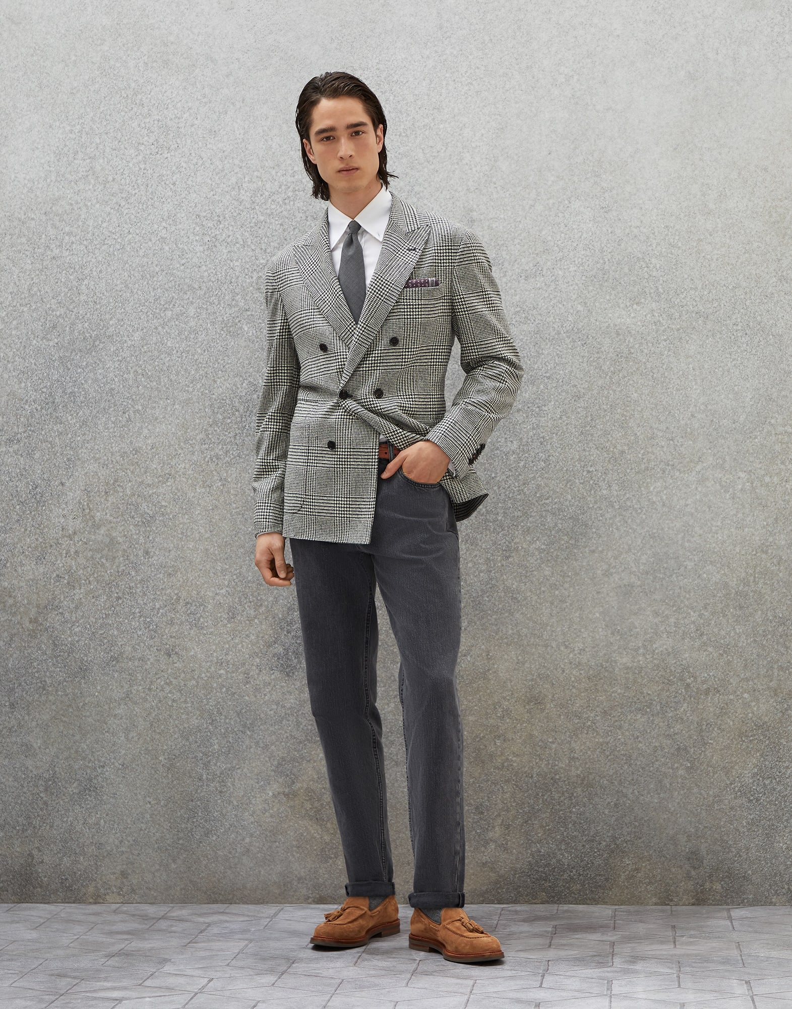 Grey denim trousers (232ME245D3210) for Man | Brunello Cucinelli