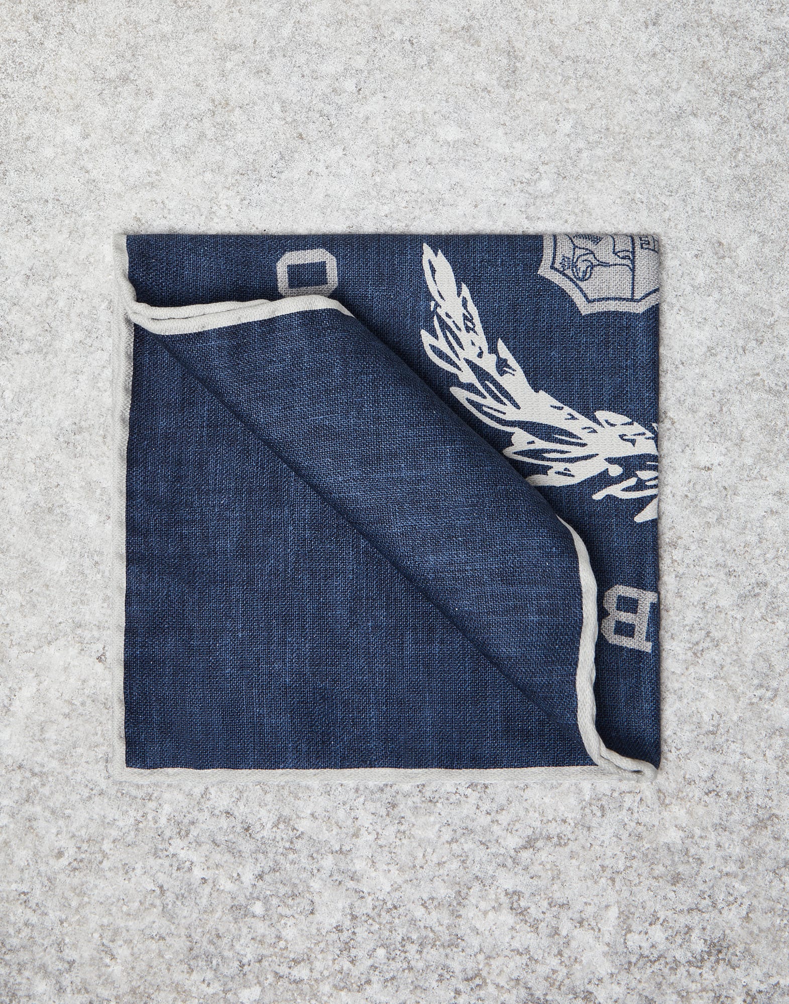 Silk pocket square Blue Man - Brunello Cucinelli