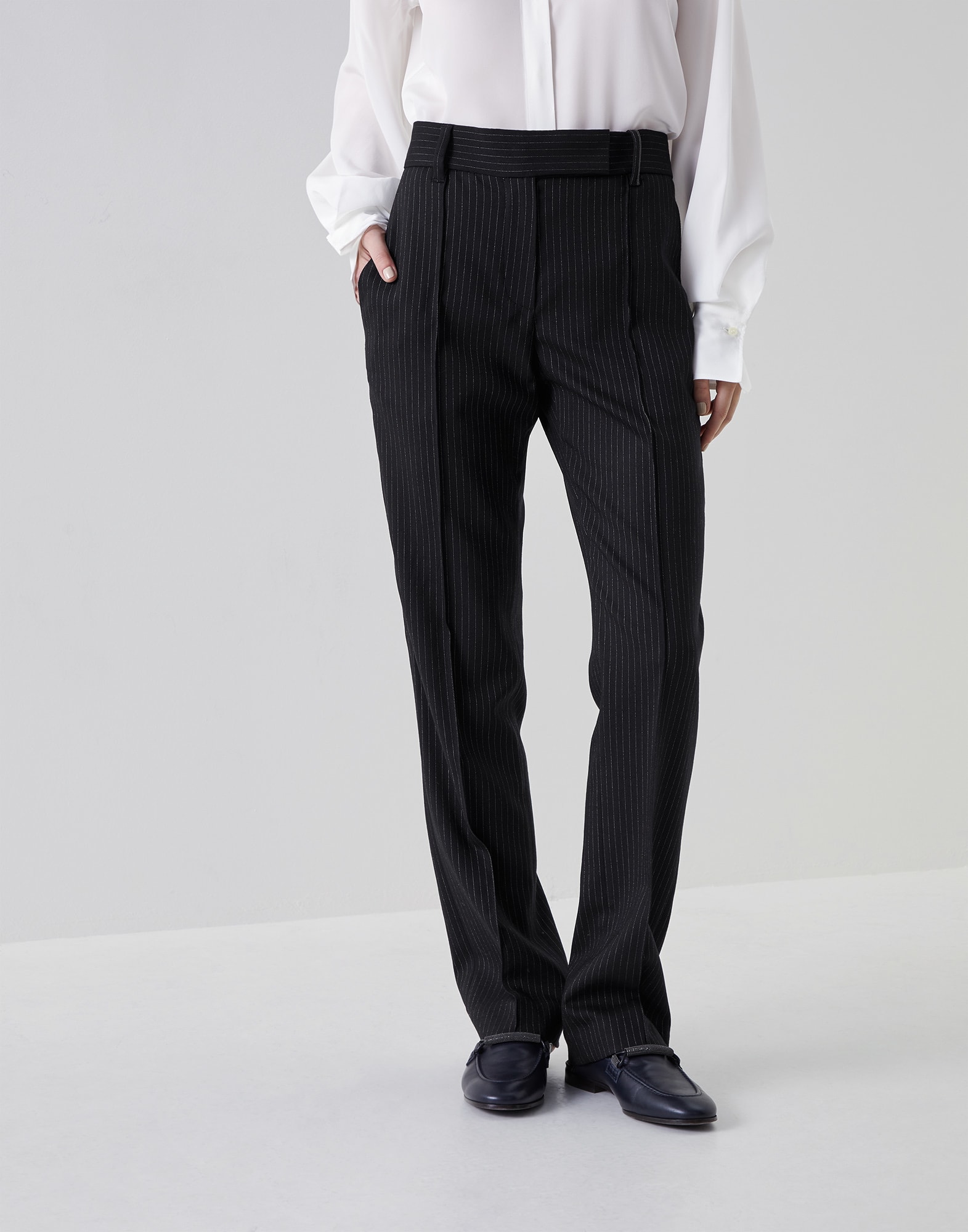 Pinstripe cigarette shop pants