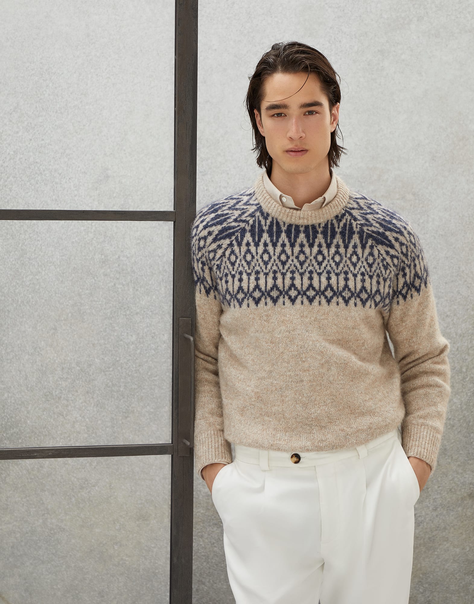 Jacquard sweater Sand Man - Brunello Cucinelli