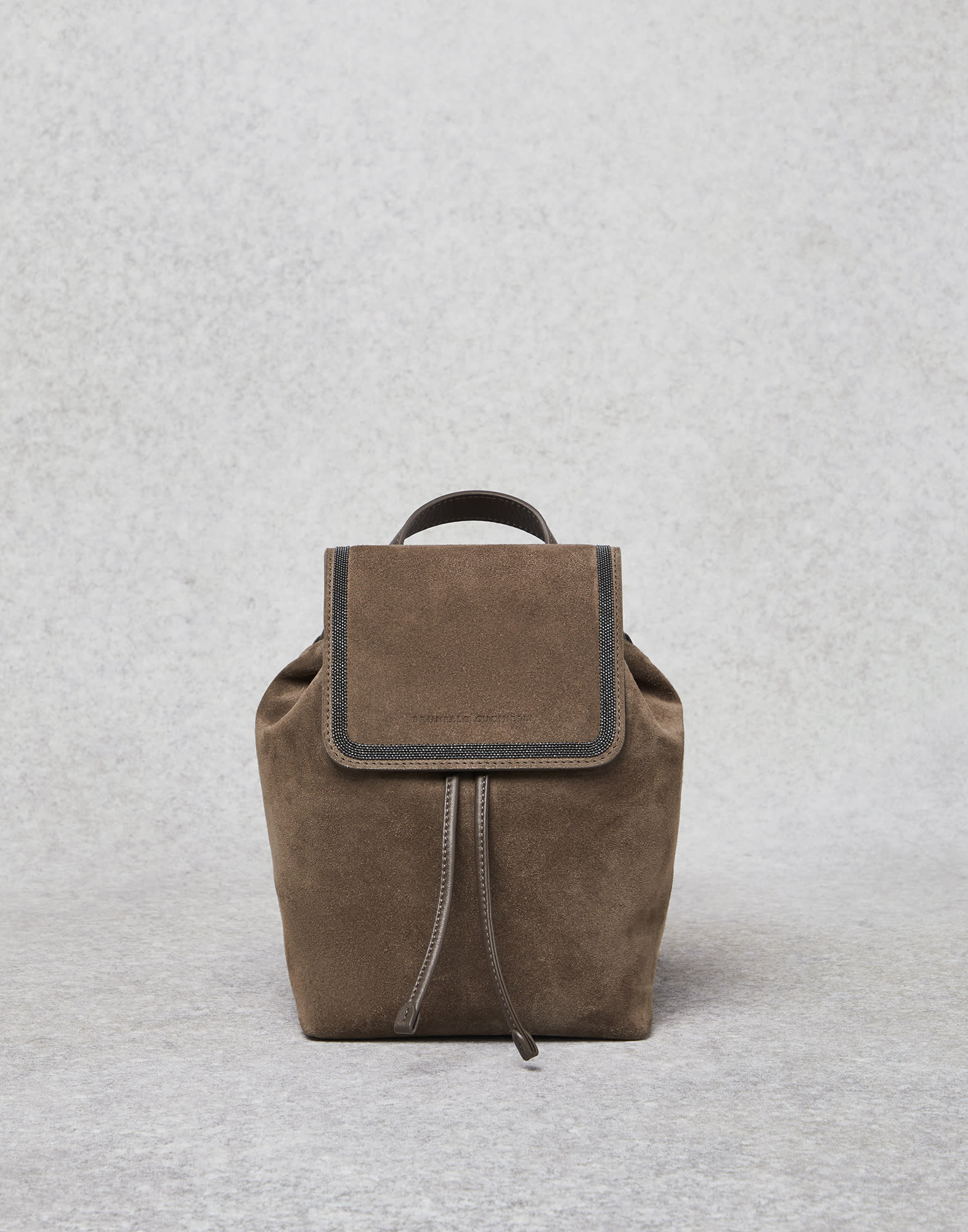 Suede backpack Pine Cone Brown Woman - Brunello Cucinelli
