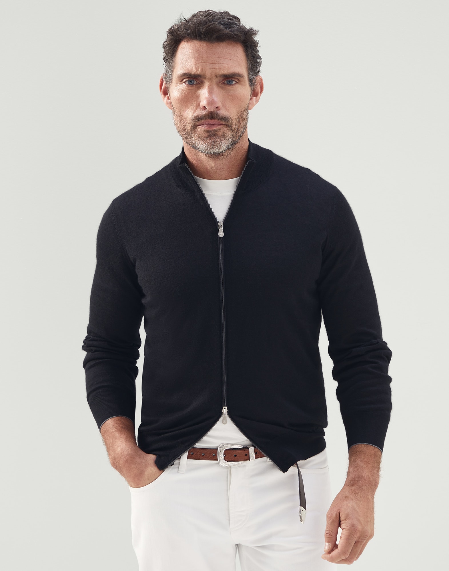 ライトウェイト カーディガン ブラック メンズ - Brunello Cucinelli