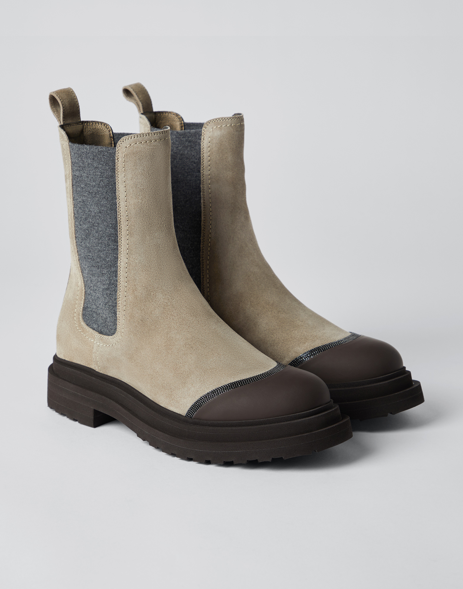 Chelsea boots with monili Brown Woman - Brunello Cucinelli