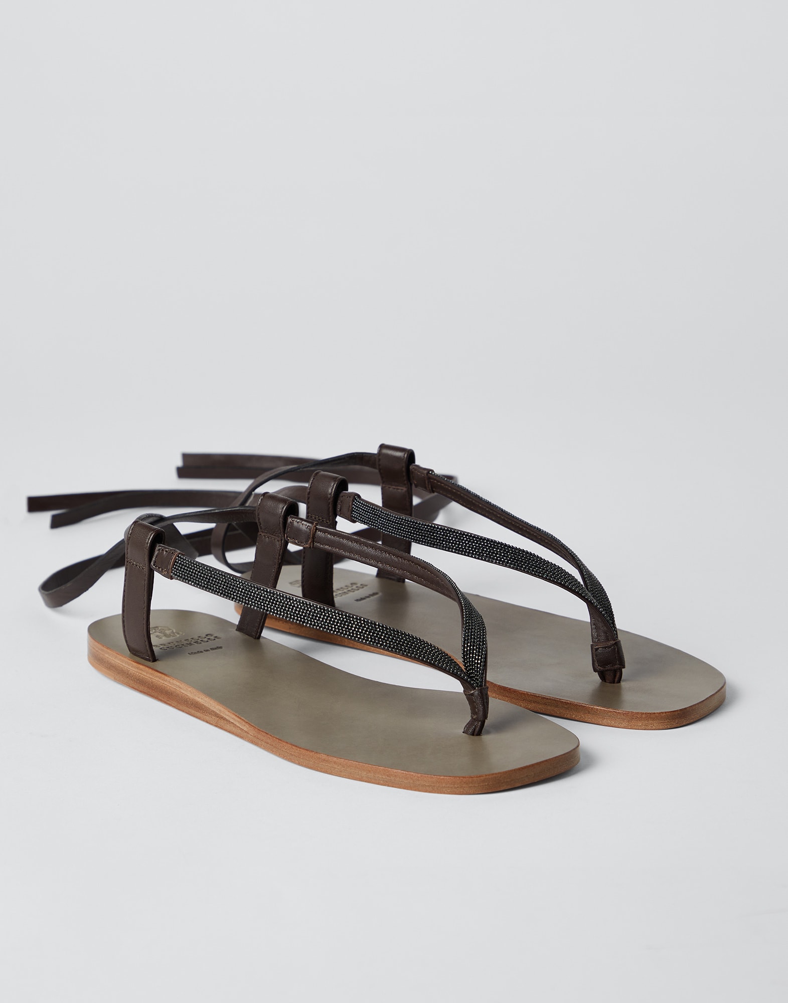 Leather sandals Rust Brown Woman - Brunello Cucinelli