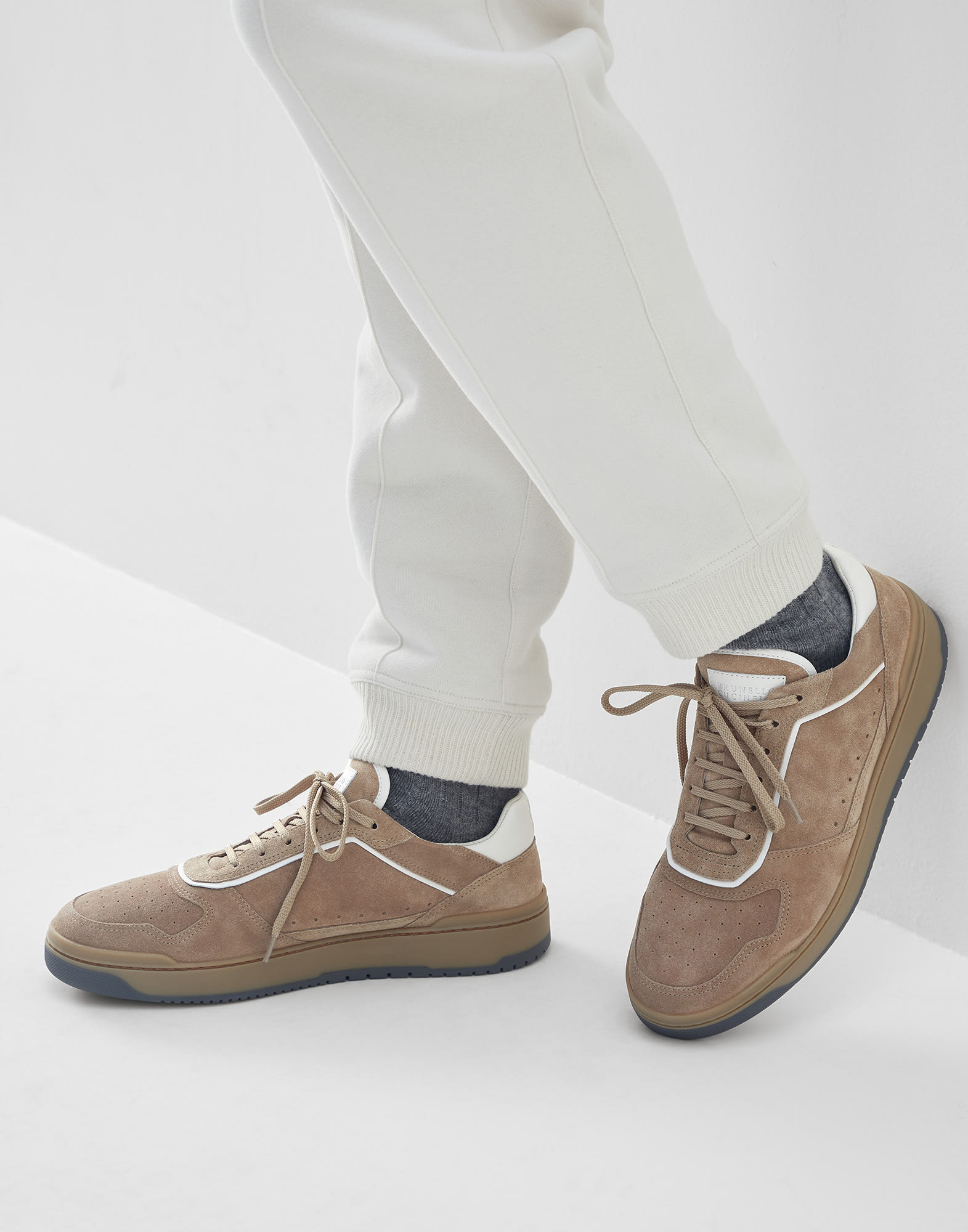 Brunello Cucinelli: Taupe Suede Sneakers