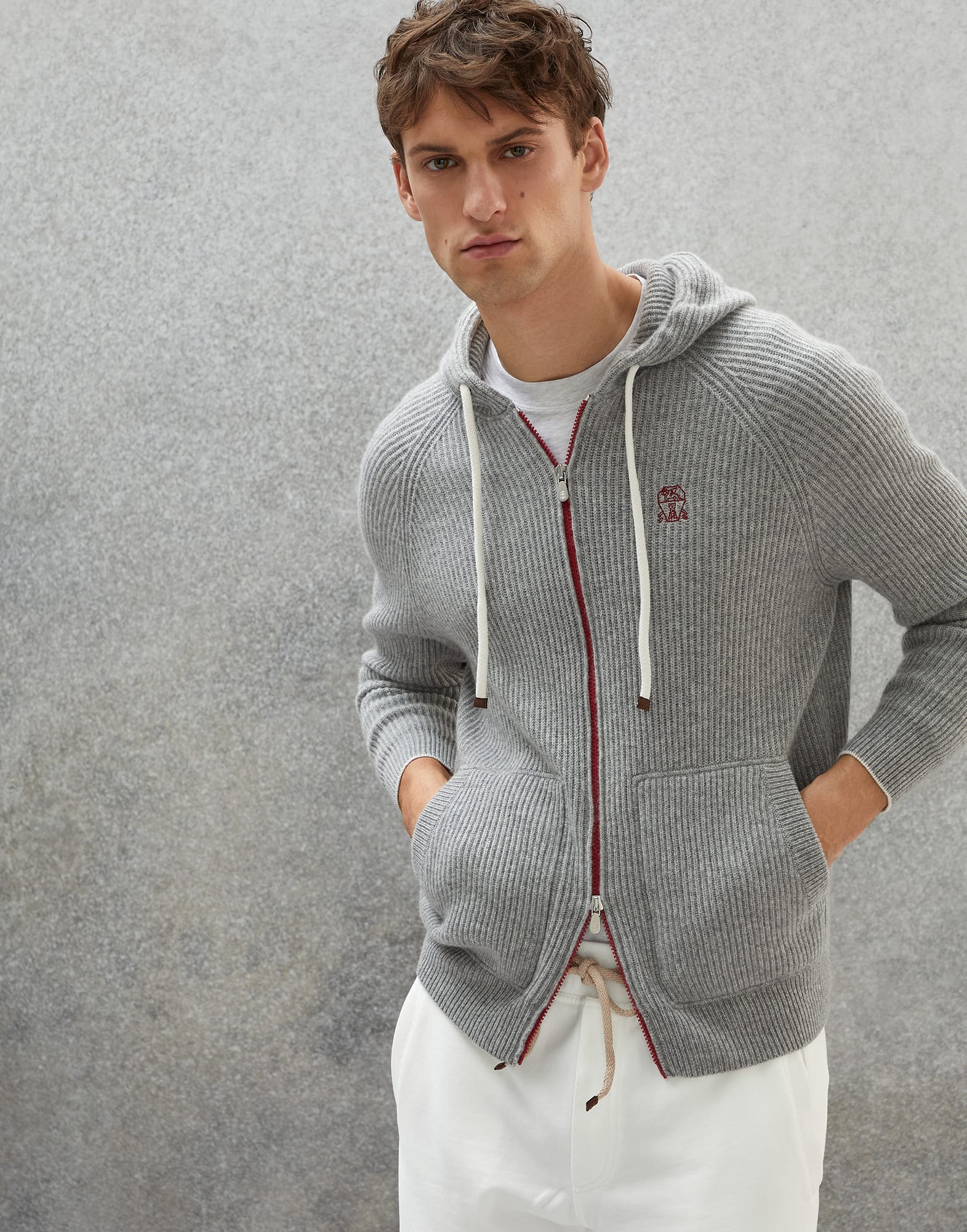 Knit sweatshirt Light Grey Man - Brunello Cucinelli