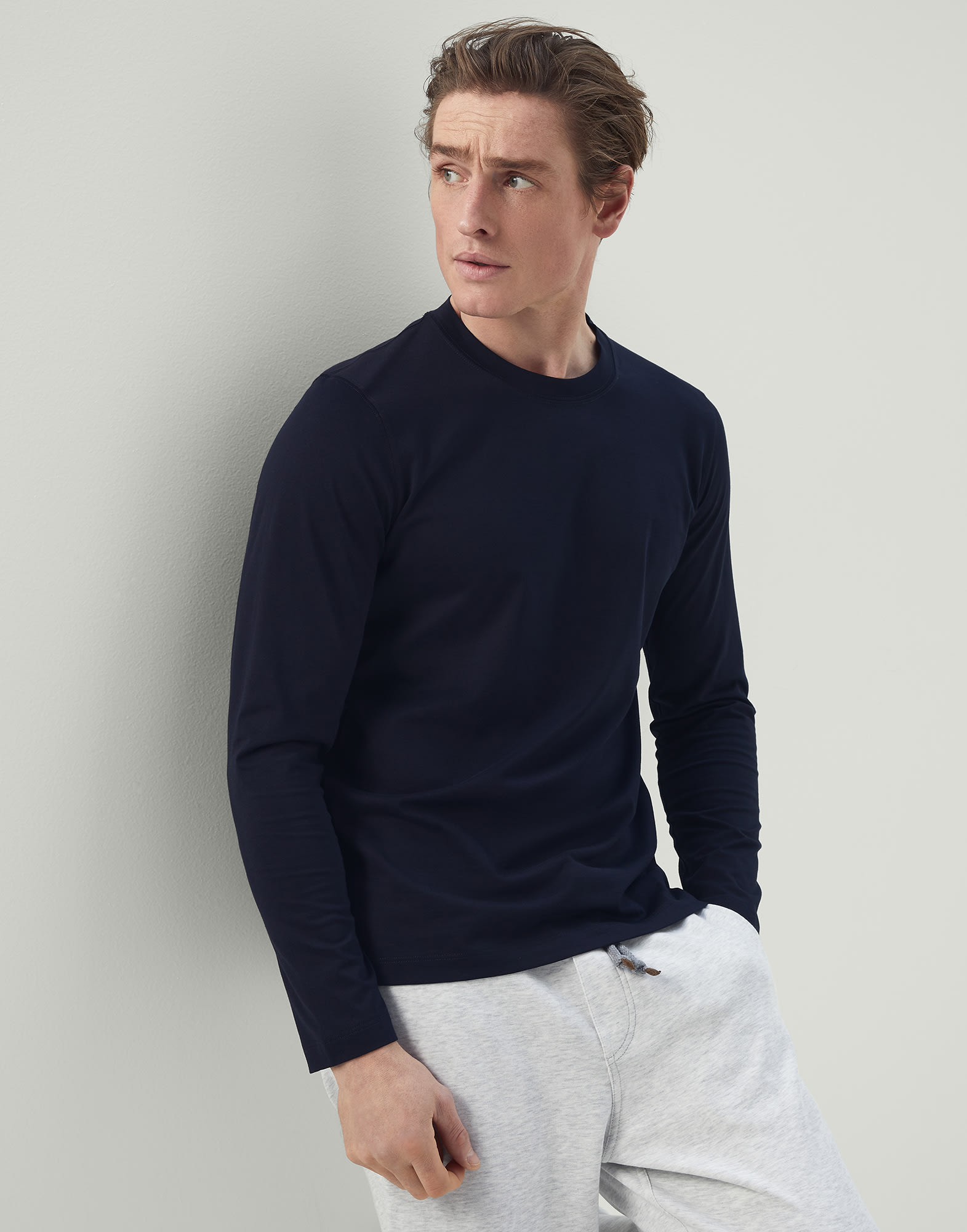 ennoy Long sleeve hem rib tee navy-