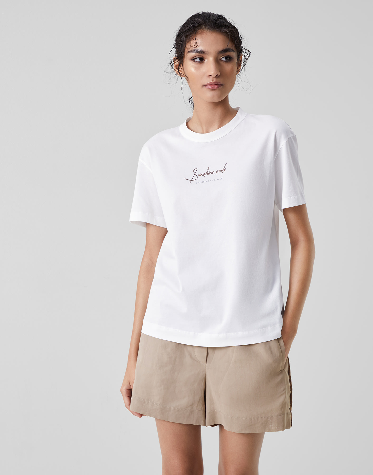 Brunello Cucinelli Short Sleeve Logo T-shirt White at