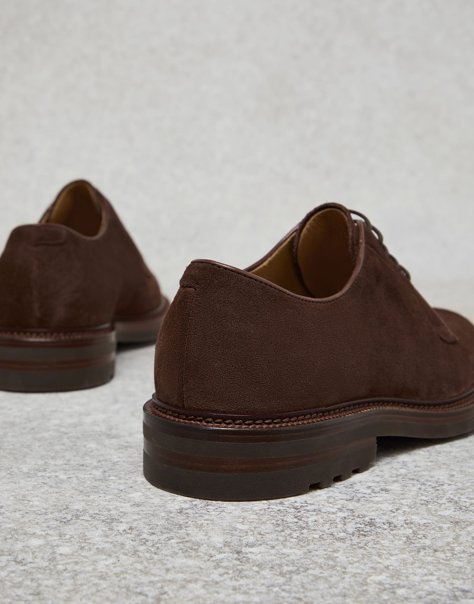 Suede Derby Shoes With Braided Straw Detail