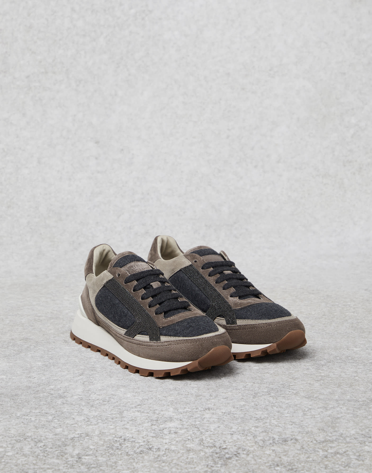Runners with monili Dark Grey Woman - Brunello Cucinelli