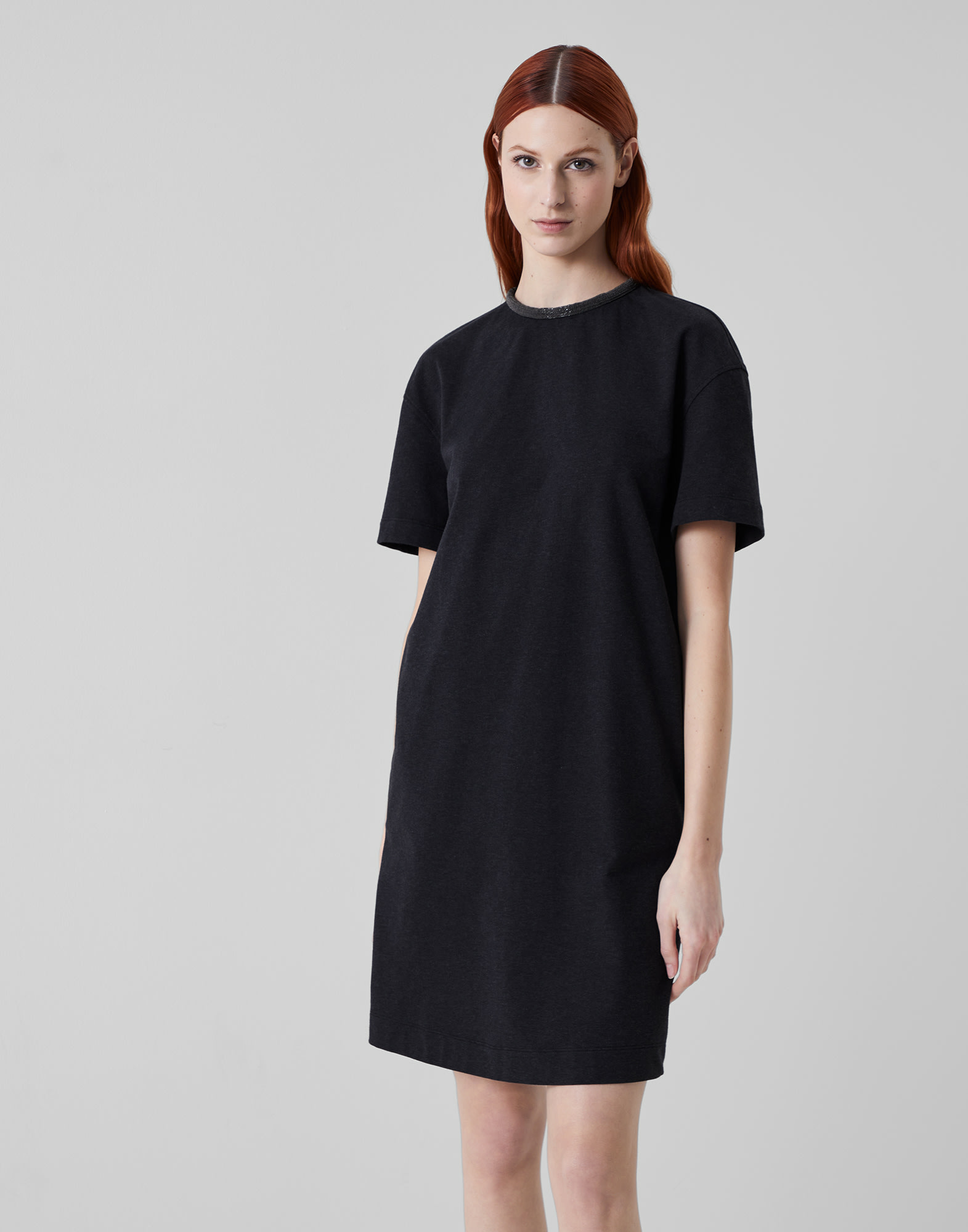 French terry dress Anthracite Woman -
                        Brunello Cucinelli
                    