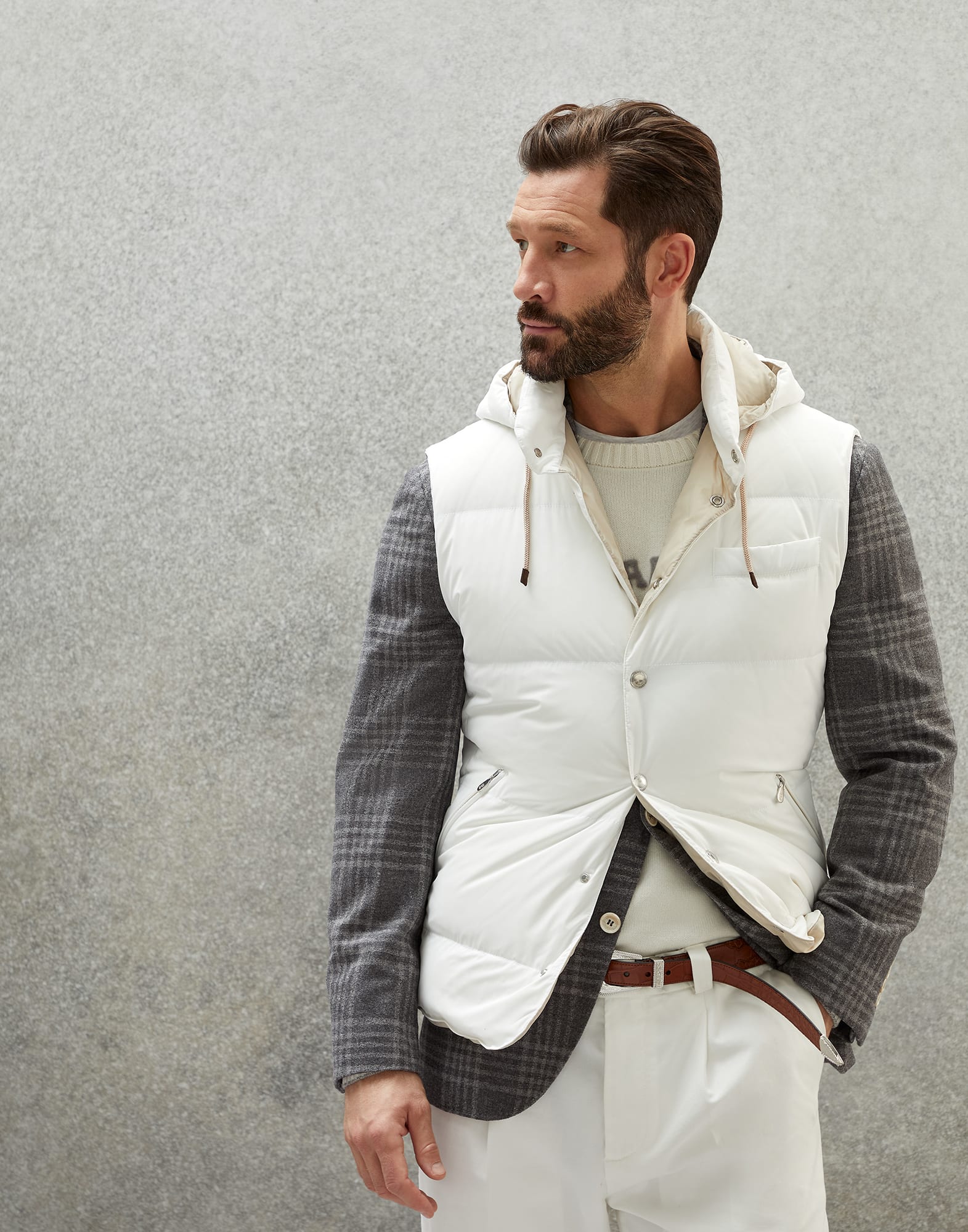 Nylon down vest Off-White Man - Brunello Cucinelli