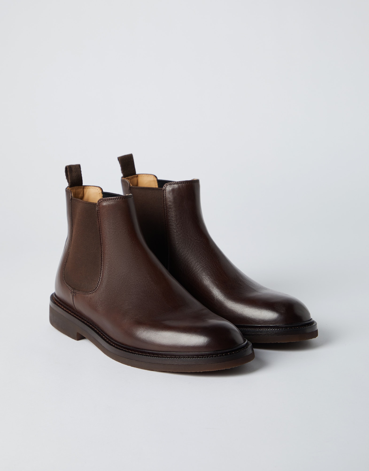 Calfskin Chelsea boots Espresso Man - Brunello Cucinelli