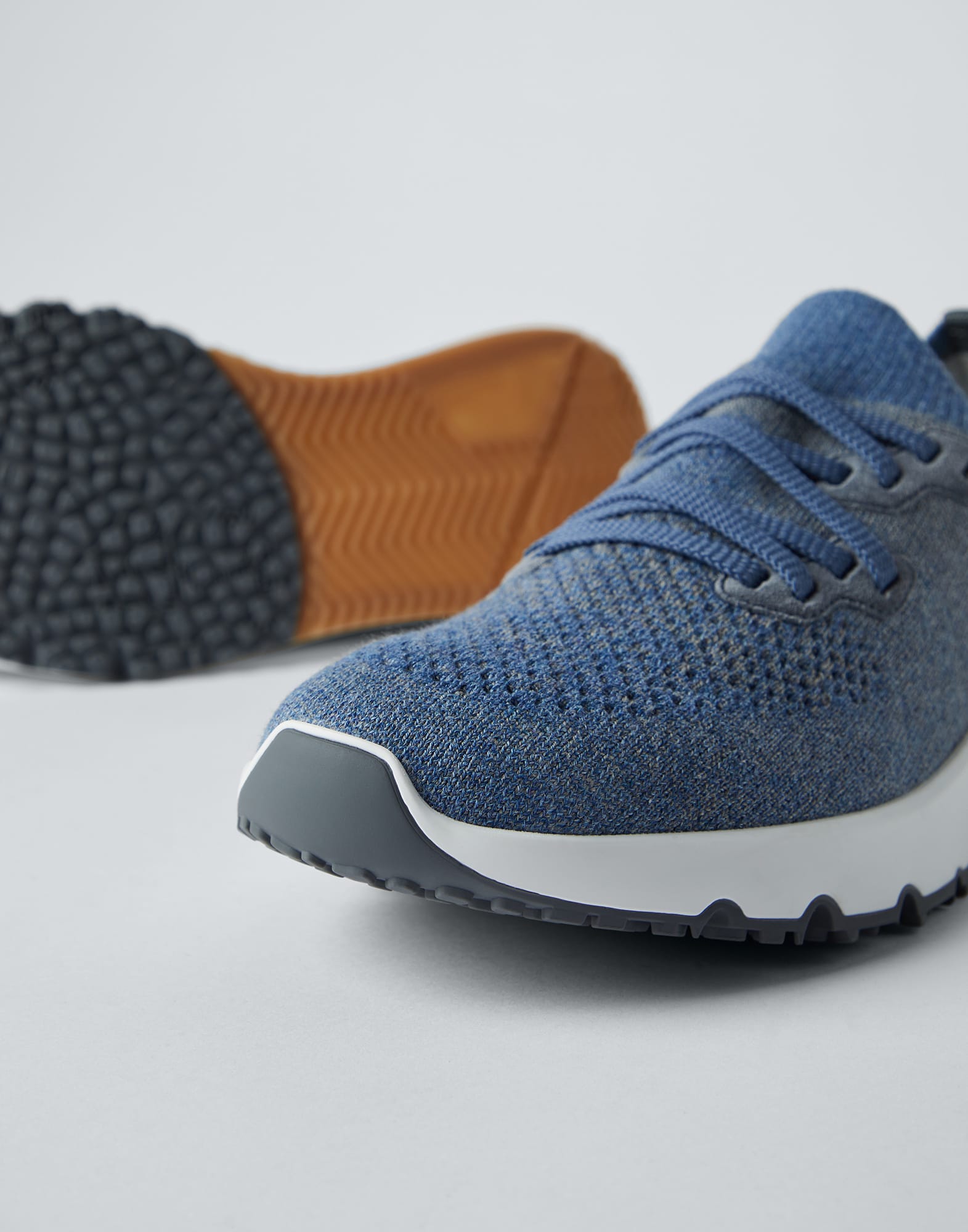 Brunello Cucinelli Knit Running Shoes in Blue for Men