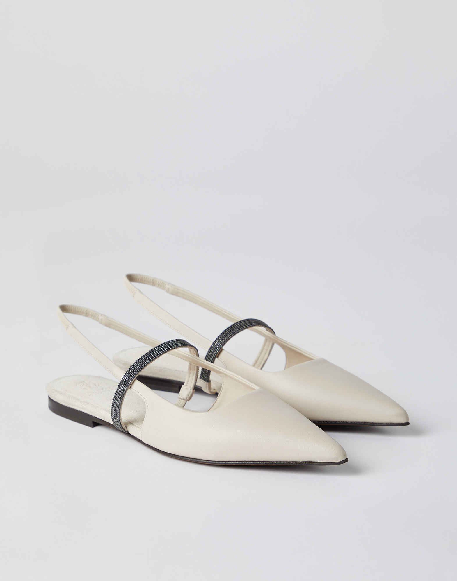 Туфли на плоской подошве из наппы Soft Серовато-Белый Женщина - Brunello Cucinelli
