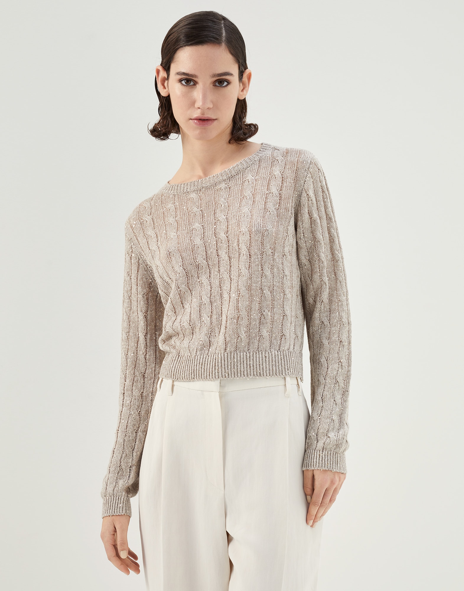 Cable knit sweater (231MCO548200) for Woman | Brunello Cucinelli