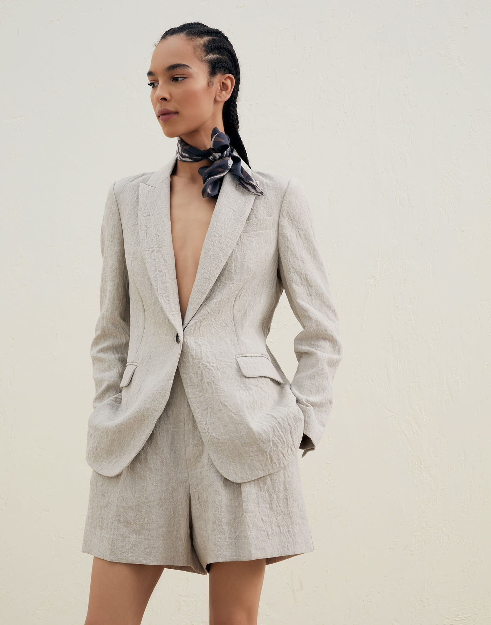 Gedetailleerd Leonardoda Verbanning Linen blazer (231MF5882334) for Woman | Brunello Cucinelli