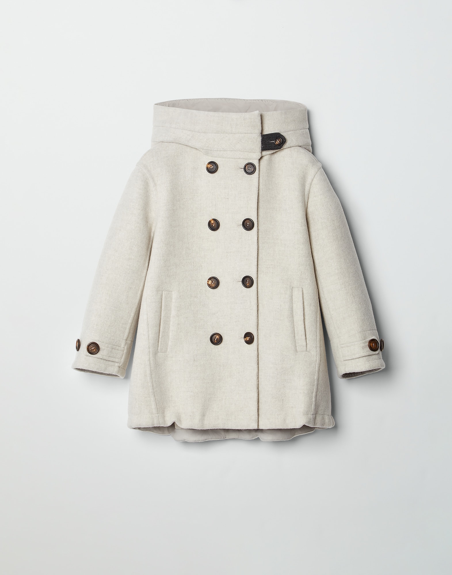 Camel/white Single-breasted Double Wool Caban Jacket