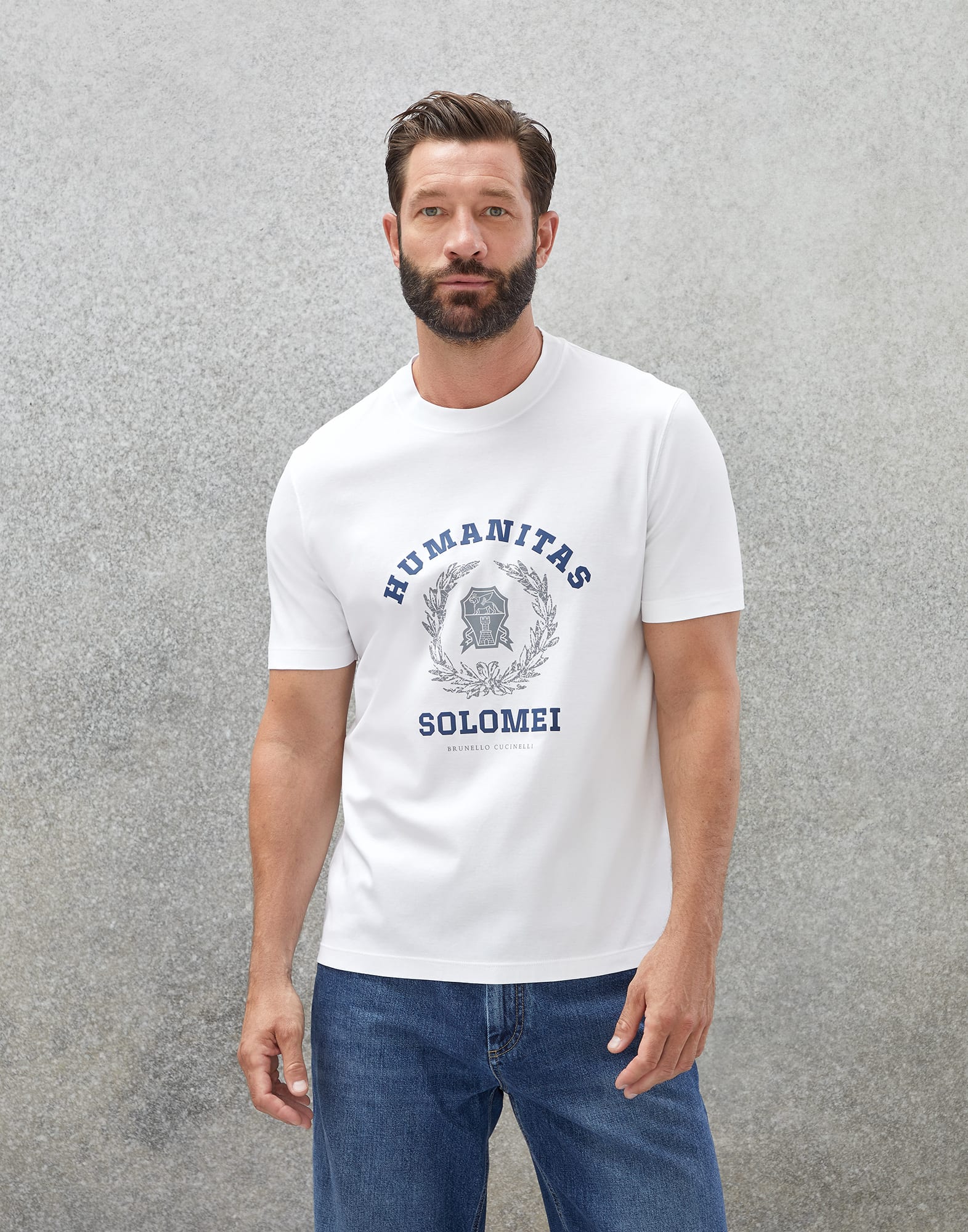 T-shirt with print White Man - Brunello Cucinelli