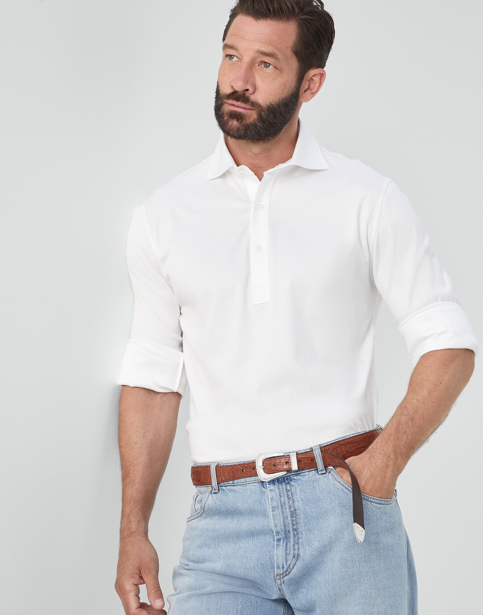Polo with shirt collar White Man - Brunello Cucinelli 