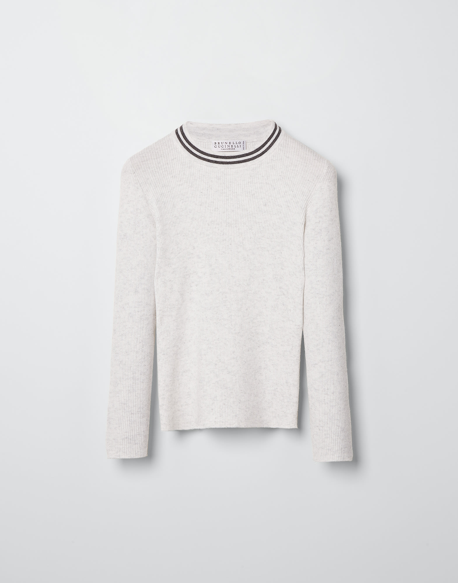 Rib-Knit Trim Crew-Neck Sweater for Women