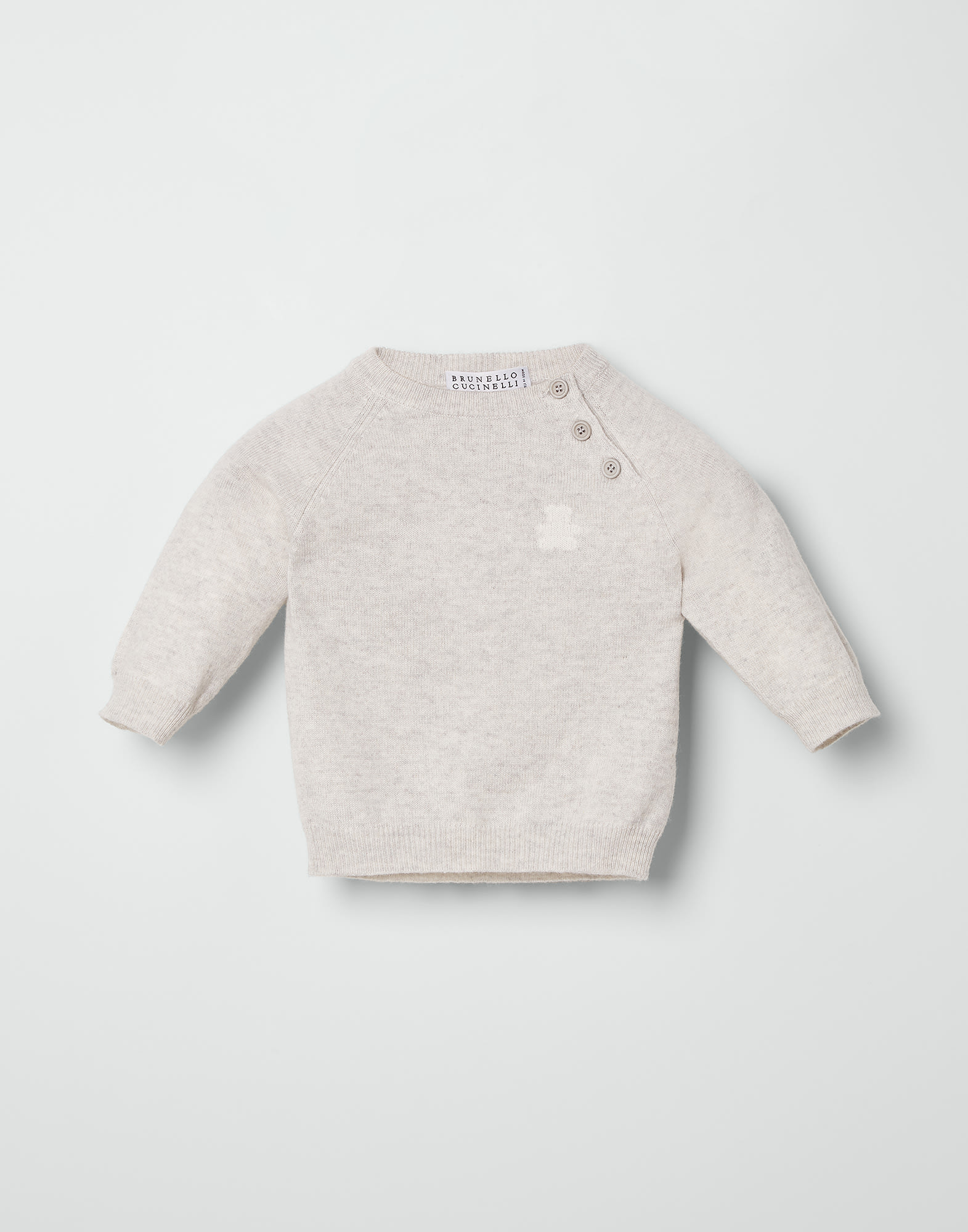 Cashmere baby sweater with buttons Light Grey Baby - Brunello Cucinelli