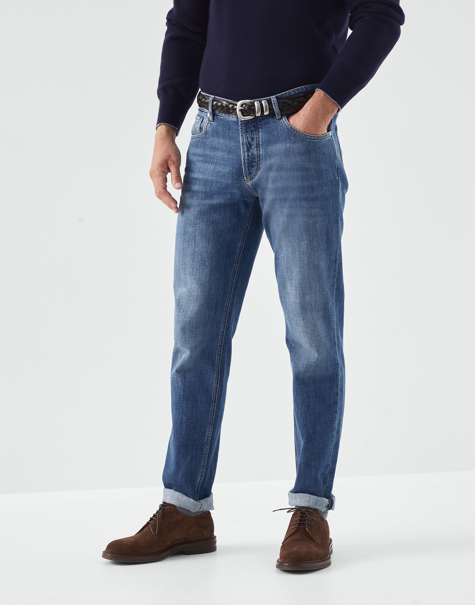 Pantalón de denim ligero Denim Medio Hombre -
                        Brunello Cucinelli
                    