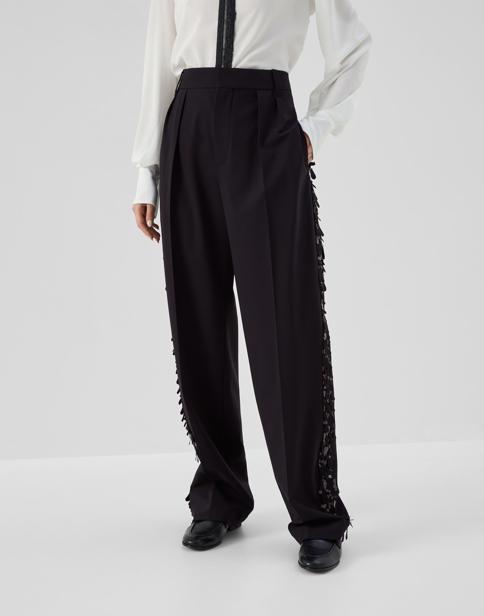 Pantalon large Noir Femme - Brunello Cucinelli