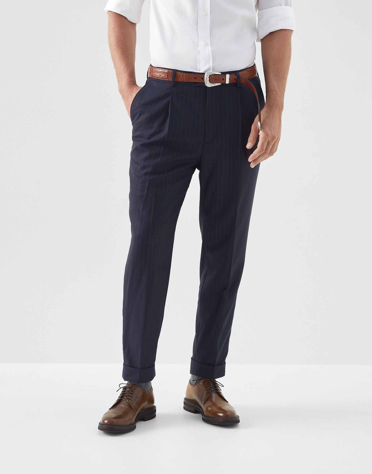 Chalk stripe trousers (232MN474L00HC00308) for Man | Brunello