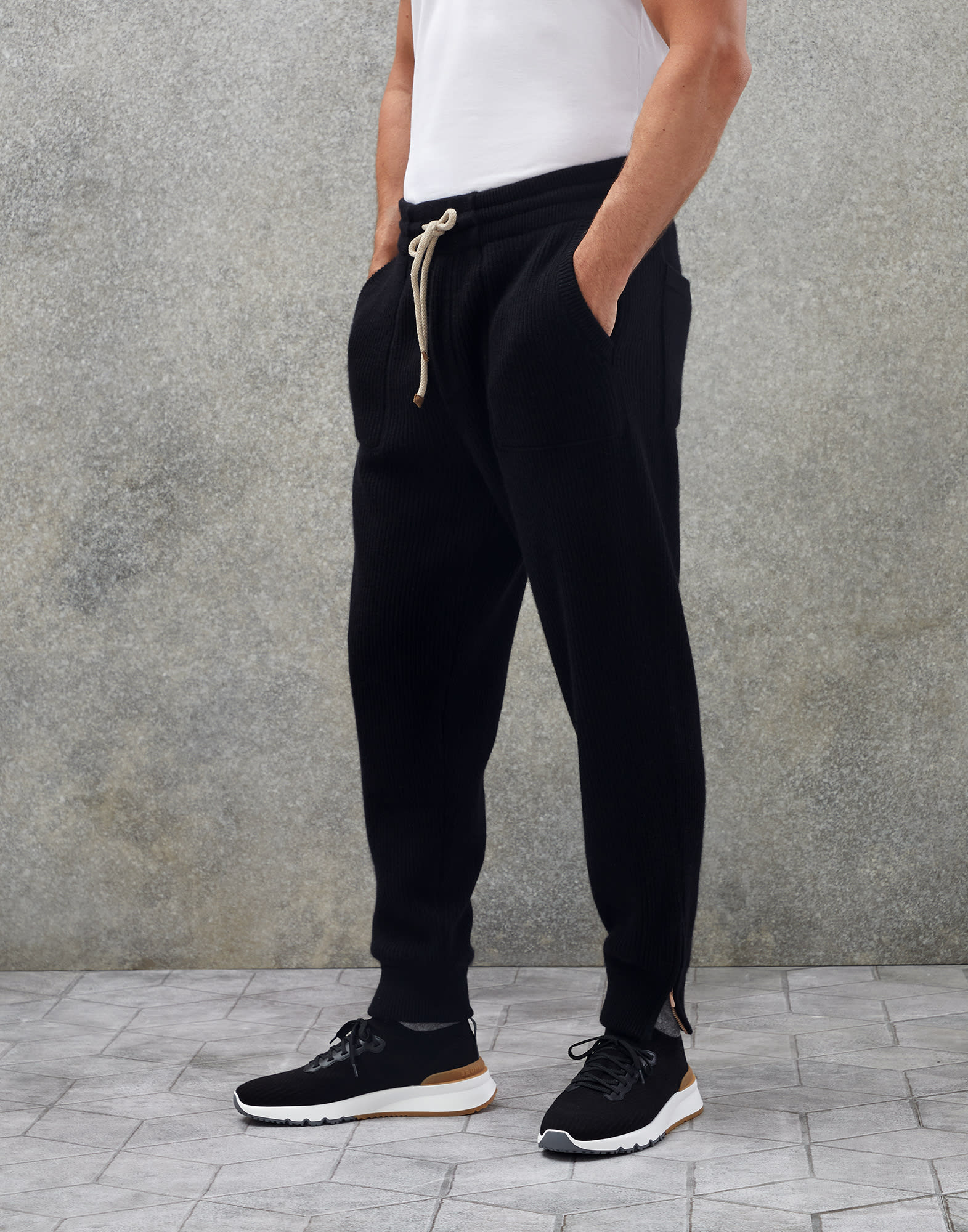 Трикотажные брюки-джоггеры Чёрный Мужчина - Brunello Cucinelli