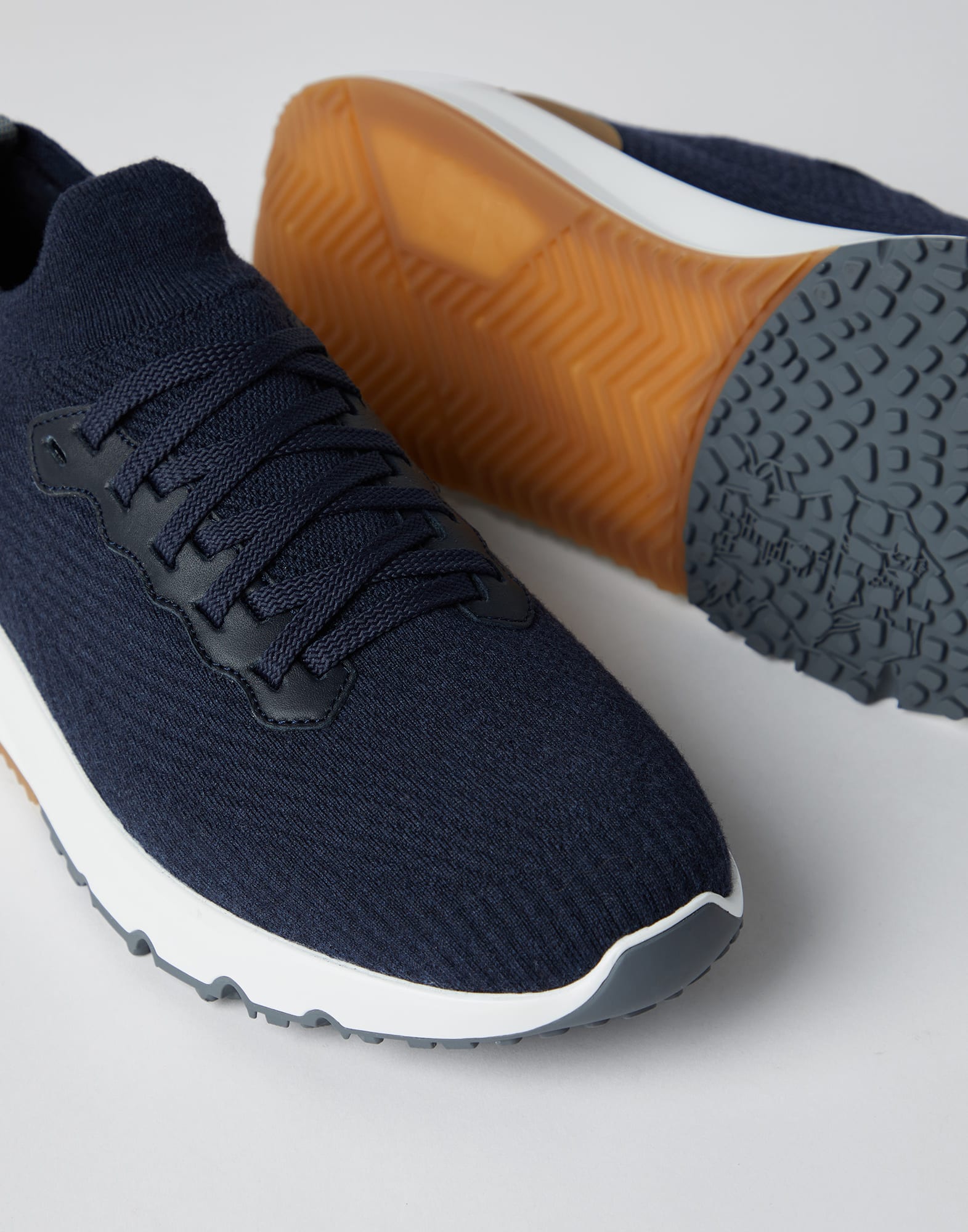 Brunello Cucinelli Knit Running Shoes in Blue for Men