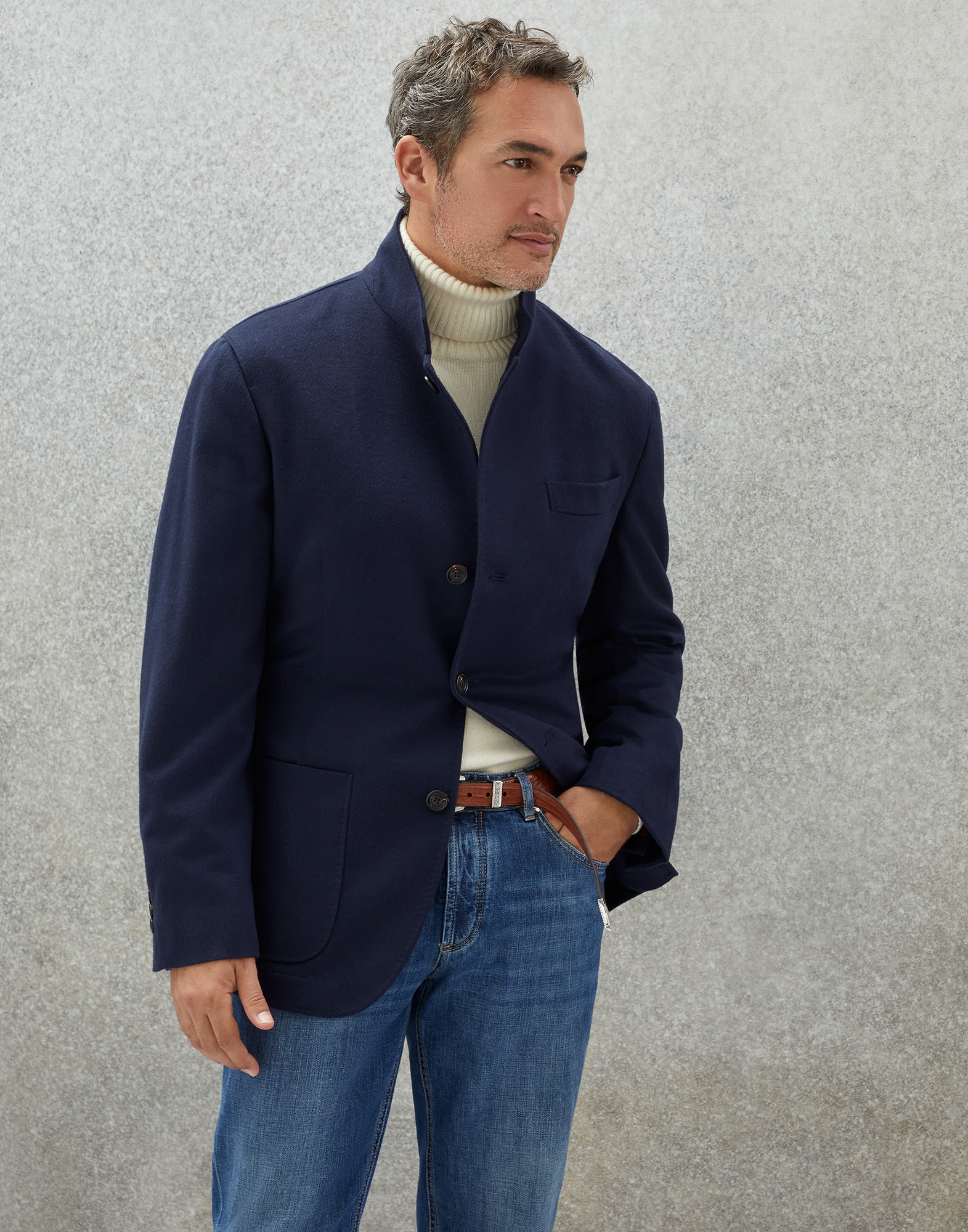 Cashmere and vicuña outerwear blazer Blue Man -
                        Brunello Cucinelli
                    