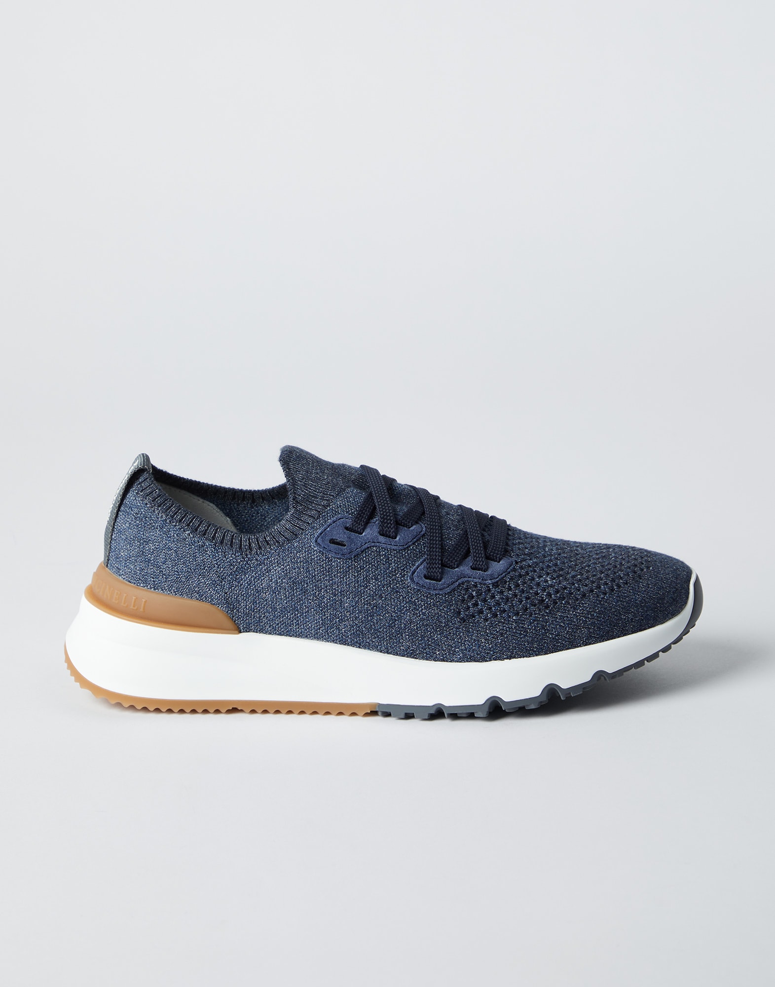 Brunello Cucinelli Knit Running Shoes in Blue for Men