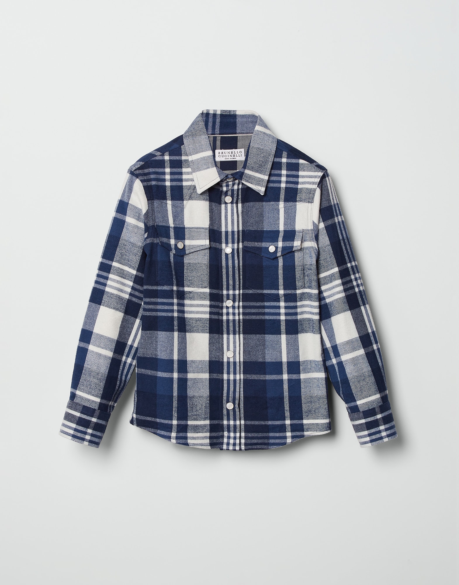 Plaid flannel shirt Blue Boys - Brunello Cucinelli