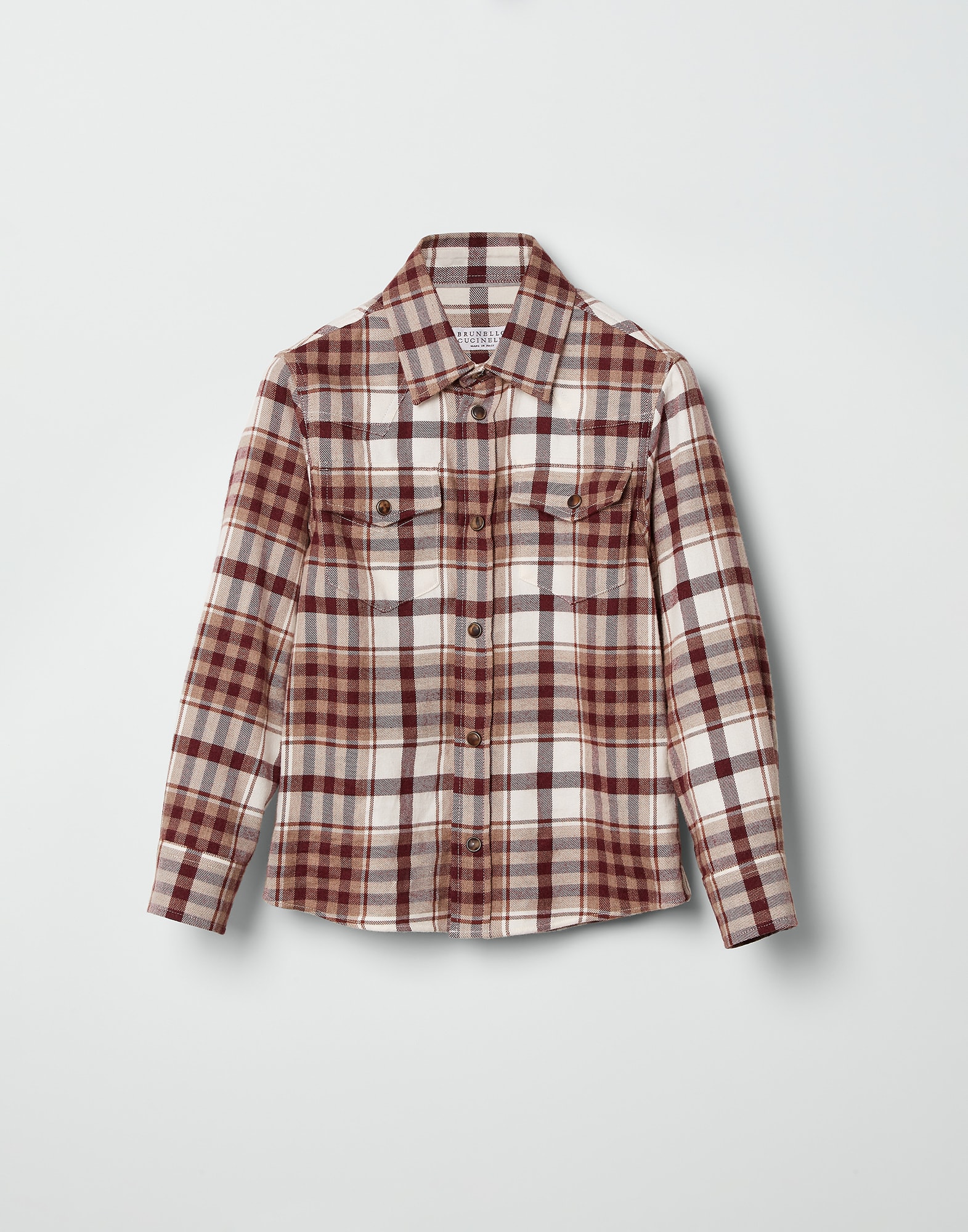 Рубашка из фланели с мадрасским узором Красный Мальчики - Brunello Cucinelli
