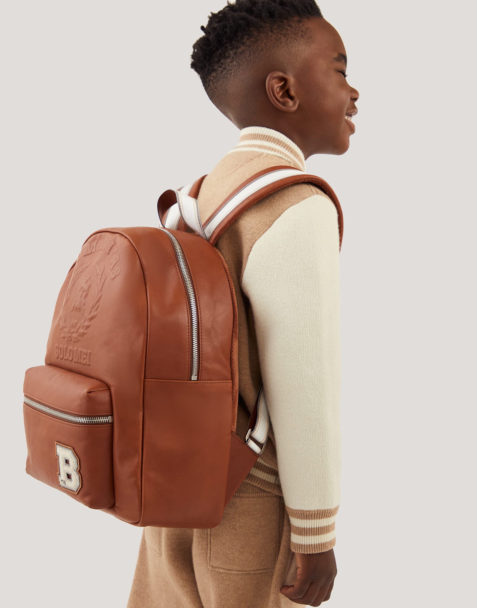 Backpack with patch Brown Boys - Brunello Cucinelli