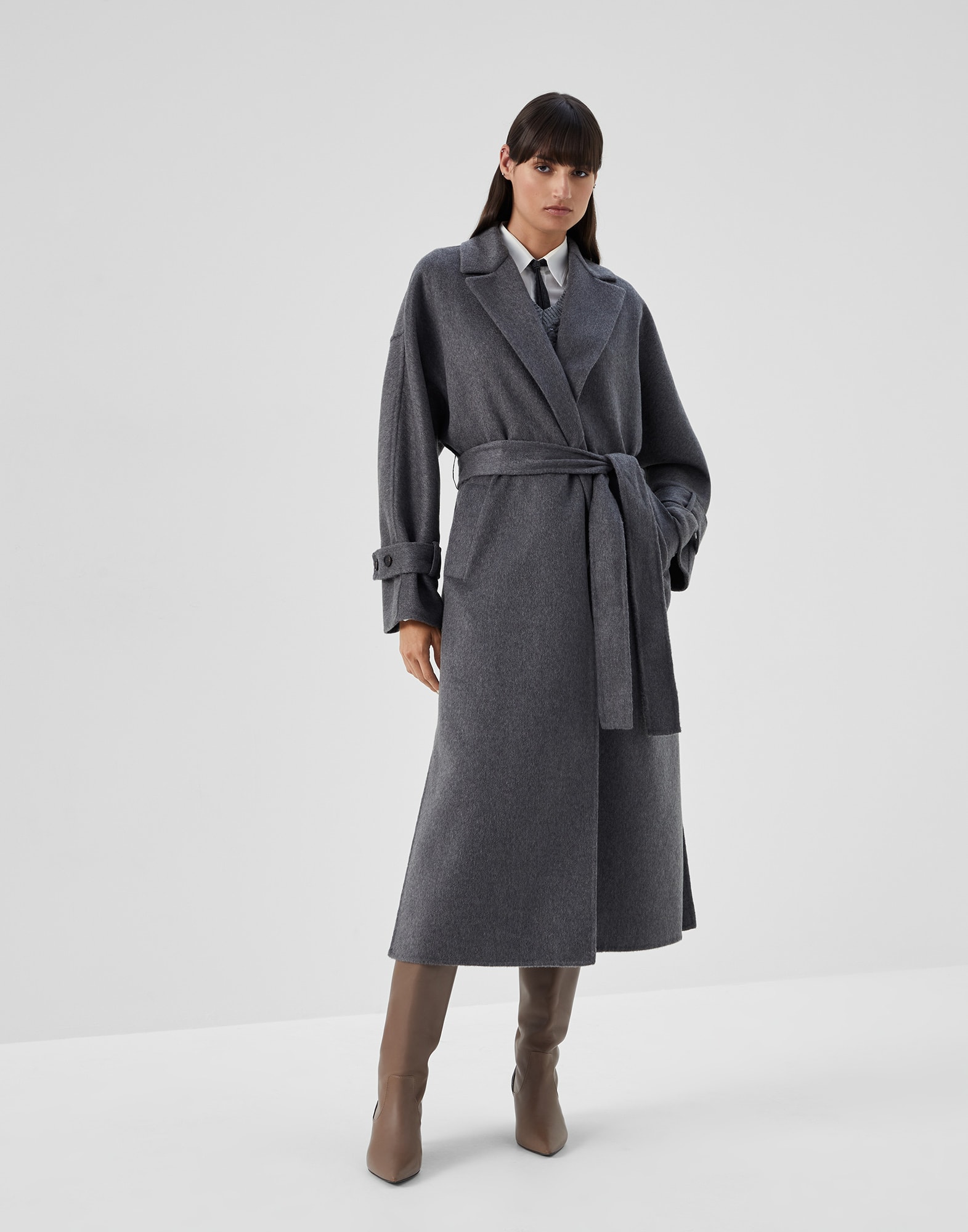 Handcrafted coat Lead Woman - Brunello Cucinelli
