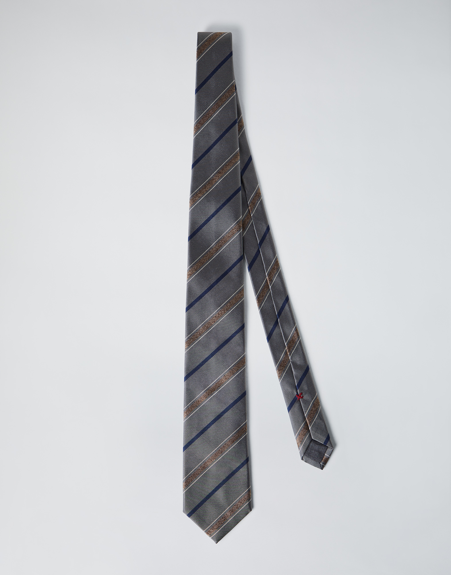 Silk textured stripe tie Grey Man - Brunello Cucinelli