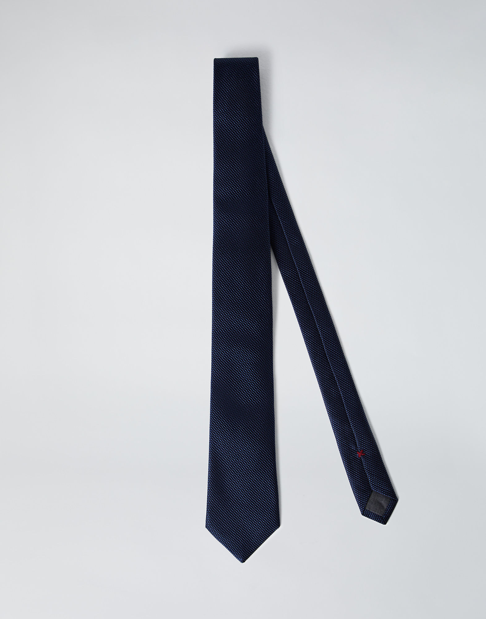 Textured silk twill tie Denim Man - Brunello Cucinelli