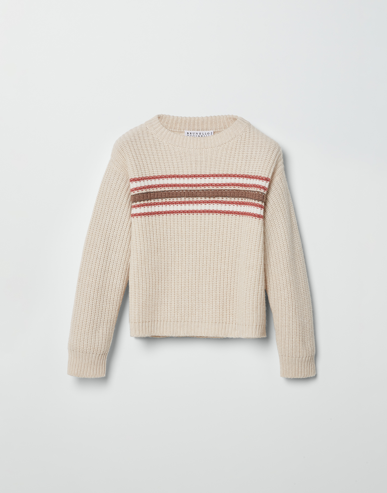 Cashmere sweater with stripes Buff Girls - Brunello Cucinelli