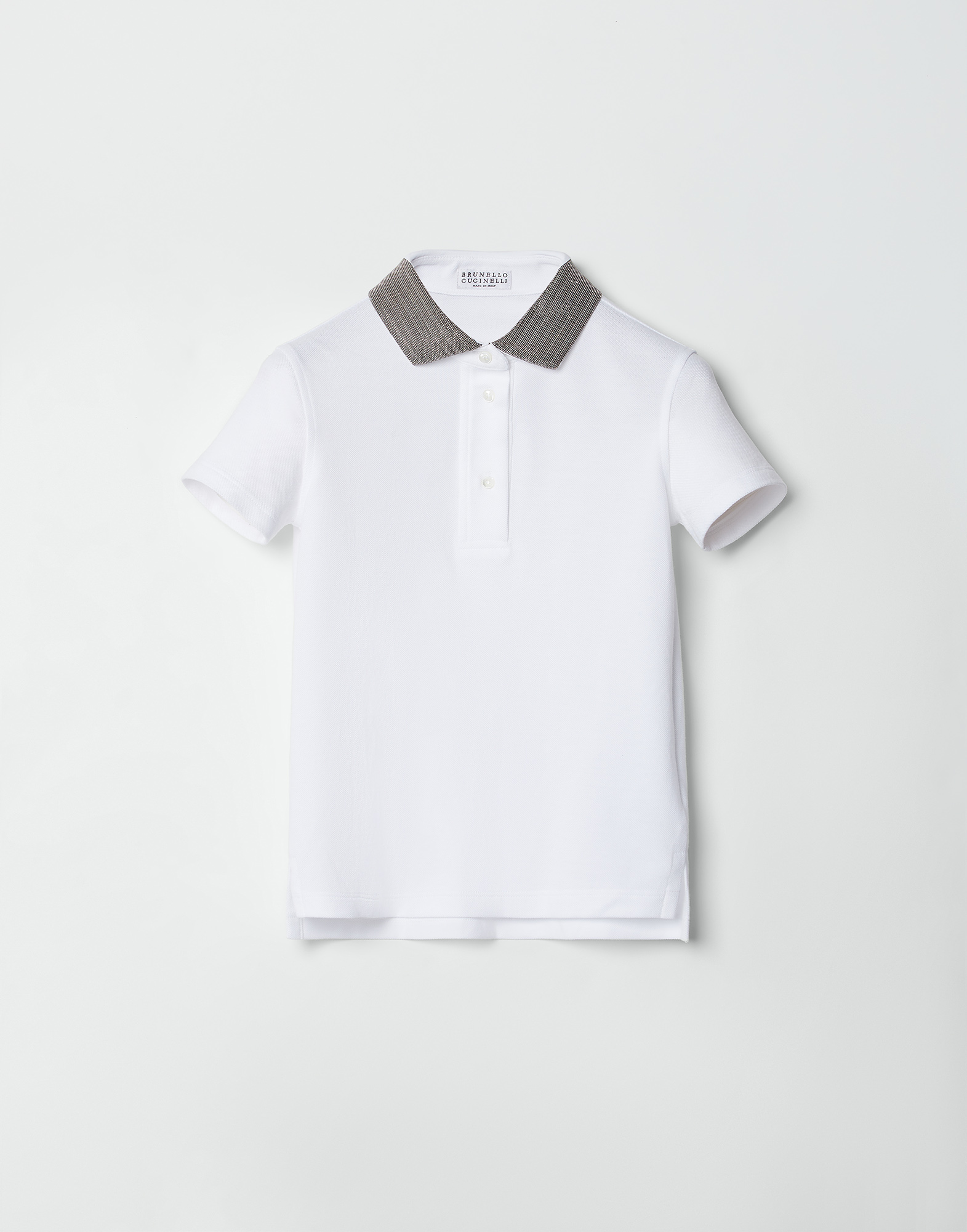Poloshirt aus Pikee Weiß Mädchen - Brunello Cucinelli